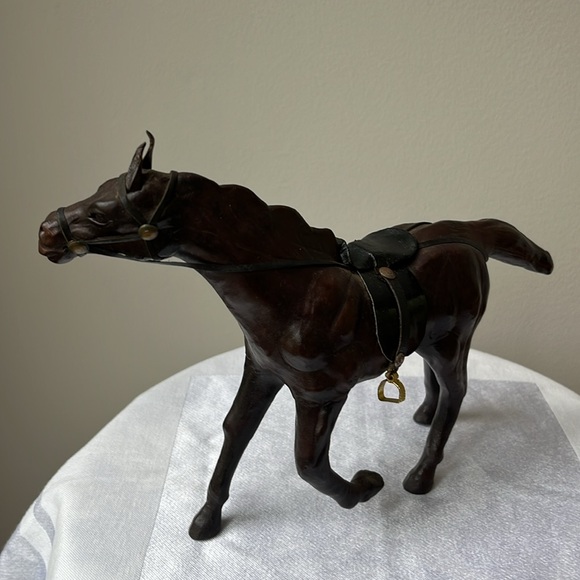 Vintage Horse‎ Leather Wrapped Figurine Statue Equestrian - Picture 3 of 9